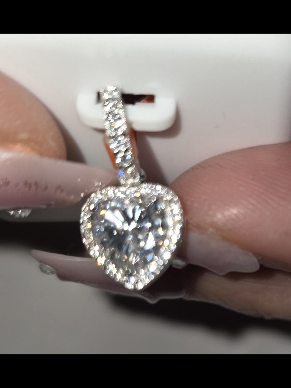 Dazzling Heart Halo Pendant ,with Moissanite Diamond, 925 Sterling Silver